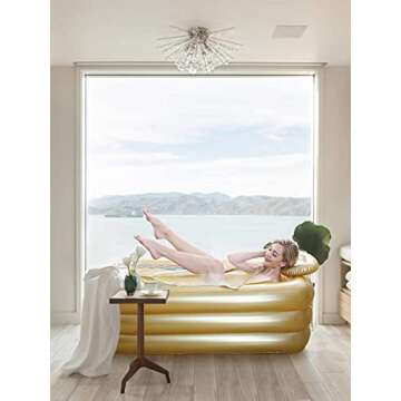 Keszing Inflatable Bathtub Portable Spa for Home Use