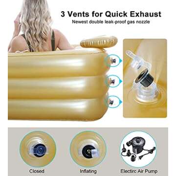 Keszing Inflatable Bathtub Portable Spa for Home Use