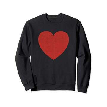 Cozy Vintage Red Heart Sweatshirt for Valentine's Day Gift