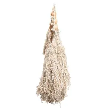 Creative Co-Op Bead Wool Fringe Wall Hangings, Brown