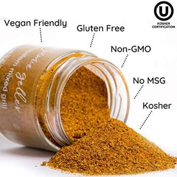 Jamie Geller Jerusalem Mixed Grill Spice Seasoning | Mix of Spices (3.4 oz Glass Jar, 95g) OU KOSHER...