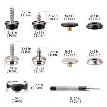 Laviesto Canvas Snap Kit, 150 Pcs Marine Grade Fastener Screw Snap Buttons Stainless Steel for Uphol...