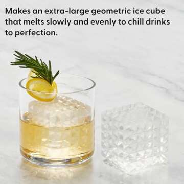 W&P Prism Single Ice Mold, Perfect Etched Large Cube, Slow Melting for Whiskey and Cocktails, Food G...