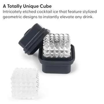 W&P Prism Single Ice Mold, Perfect Etched Large Cube, Slow Melting for Whiskey and Cocktails, Food Grade Premium Silicone, Dishwasher Safe, BPA Free