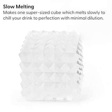 W&P Prism Single Ice Mold, Perfect Etched Large Cube, Slow Melting for Whiskey and Cocktails, Food Grade Premium Silicone, Dishwasher Safe, BPA Free