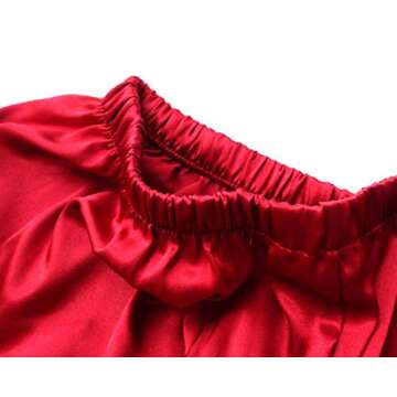 Wantschun Womens Wide Leg Pajama Pants Satin Silk Casual Loose Elastic Waist Lounge Pants Pj Bottoms Wine Red;L