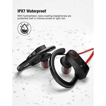 Otium Bluetooth Headphones, Wireless Earbuds IPX7 Waterproof Sports Earphones with Mic HD Stereo Sweatproof in-Ear Earbuds Gym Running Workout 15 Hour Battery Sound Isolation Headsets