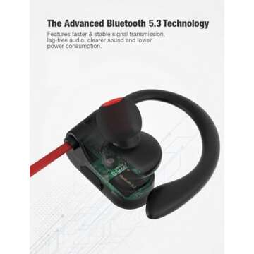 Otium Bluetooth Headphones, Wireless Earbuds IPX7 Waterproof Sports Earphones with Mic HD Stereo Sweatproof in-Ear Earbuds Gym Running Workout 15 Hour Battery Sound Isolation Headsets