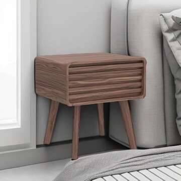 mopio Ensley Nightstand, Side Table, End Table, Mid Century Modern Nightstand with Drawer, Bedside Tables, Small Nightstands with Storage, for Living Room, Bedroom (Set of 2)