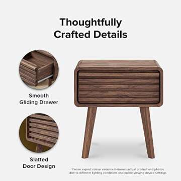 mopio Ensley Nightstand, Side Table, End Table, Mid Century Modern Nightstand with Drawer, Bedside Tables, Small Nightstands with Storage, for Living Room, Bedroom (Set of 2)