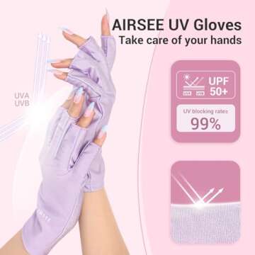 AIRSEE UV Gloves for Nail Lamp,Professional UPF50+ UV Protection Gloves for Manicures Nail Art,Finge...