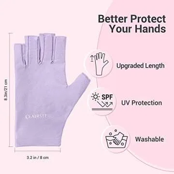 AIRSEE UV Gloves for Nail Lamp,Professional UPF50+ UV Protection Gloves for Manicures Nail Art,Fingerless Gloves That Shield Skin from The Sun and Nail Lamp (Purple)
