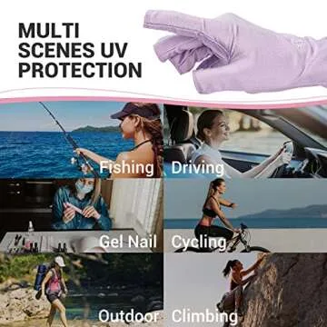 AIRSEE UV Gloves for Nail Lamp,Professional UPF50+ UV Protection Gloves for Manicures Nail Art,Fingerless Gloves That Shield Skin from The Sun and Nail Lamp (Purple)