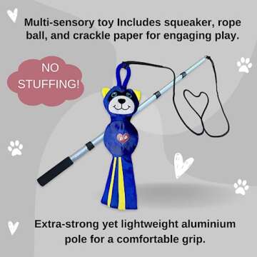 LUCOLOVE Flirt Pole for Dogs Heavy Duty - Multi-Sensory Tough Chase Toy for Medium & Large Breeds – Extra Strong 39 Inch Dog Flirt Pole for Outdoor Training and Exercise