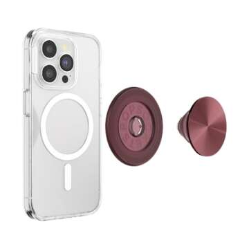 PopSockets Phone Grip Compatible with MagSafe, Phone Holder, Wireless Charging Compatible - Alum Radial Oxblood