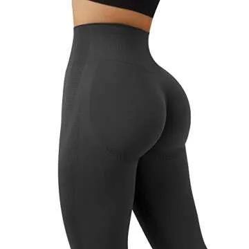 RXRXCOCO Seamless Butt Lifting Workout Leggings for Women Tummy Control Yoga Pants High Waisted Gym Leggings Large Black
