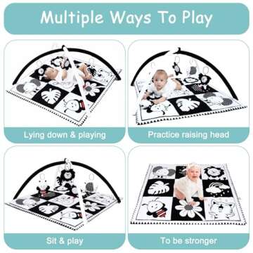 Lovvie & Joy Baby Play Activity Gym Tummy Time Mat for Infant,Baby Gyms & Playmats for Babies 0 to 3 6 9 12 Months with 5 Toys for Early Sensory Exploration and Motor Skill Development