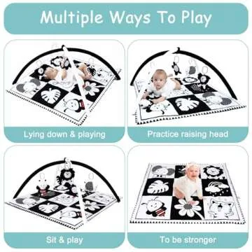 Lovvie & Joy Baby Play Activity Gym Tummy Time Mat for Infant,Baby Gyms & Playmats for Babies 0 to 3 6 9 12 Months with 5 Toys for Early Sensory Exploration and Motor Skill Development