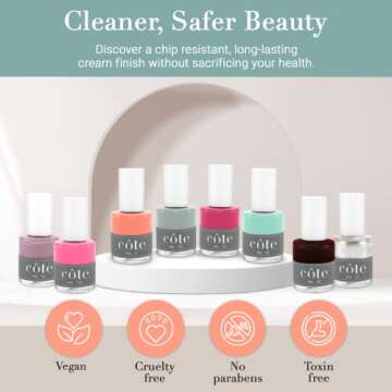 Cote - Quick Dry - Vegan - 0.4 Fluid Oz Regular Nail Polish - Cruelty Free - Non Toxic & Safe - Chip Resistant & Full Coverage (No. 127 Sheer Blush)