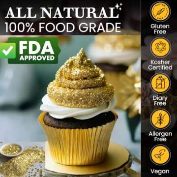 BULK-(10g) Gold Edible Glitter For Drinks, Gold Sprinkles For Cake Decorating Supplies, Cockails, Gold Luster Dust Edible Glitter For Cakes, Edible Cake Decorations 100% Food Safe, Vegan, Gluten Free