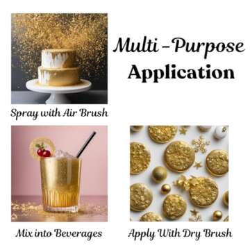 BULK-(10g) Gold Edible Glitter For Drinks, Gold Sprinkles For Cake Decorating Supplies, Cockails, Gold Luster Dust Edible Glitter For Cakes, Edible Cake Decorations 100% Food Safe, Vegan, Gluten Free