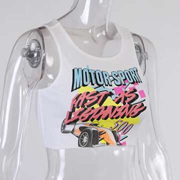 SansoiSan Women's Pastel Goth Letter Print Crop Top