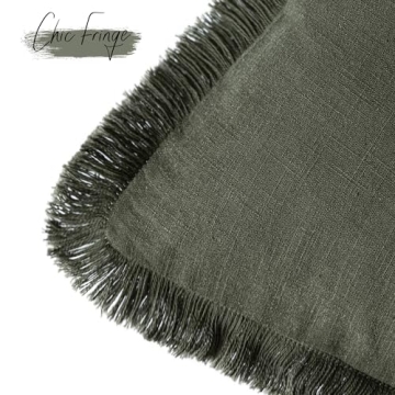 Foindtower Decorative Linen Fringe Pillow Covers Set of 2
