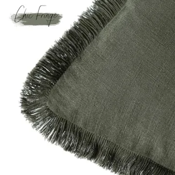 Foindtower Decorative Linen Fringe Pillow Covers Set of 2