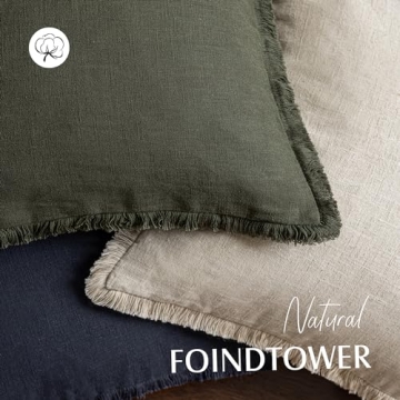 Foindtower Decorative Linen Fringe Pillow Covers Set of 2