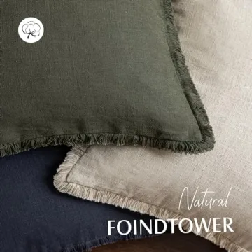Foindtower Decorative Linen Fringe Pillow Covers Set of 2
