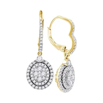 Dazzlingrock Collection 1.17 Carat (ctw) Round White Diamond Cluster Dangle Earrings