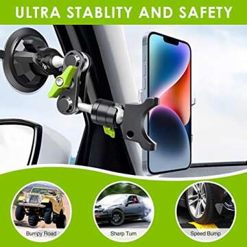 Suction Cup Holder Phone Mount Car 360° Rotating,Universal Ball Head Arm for Phone Car Holder Video...