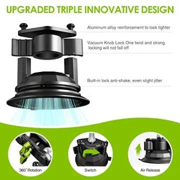 Suction Cup Holder Phone Mount Car 360° Rotating,Universal Ball Head Arm for Phone Car Holder Video Recording Vlog Ballhead Magic Arm Cell Phone for Car Dashboard Windshield Vehicle Sunroof (Black)