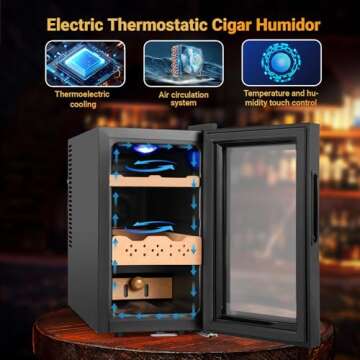 Velieta Electric Humidor, Large 25L Capacity, Thermostatic Cooling, Elegant Design with Spanish Ceda...