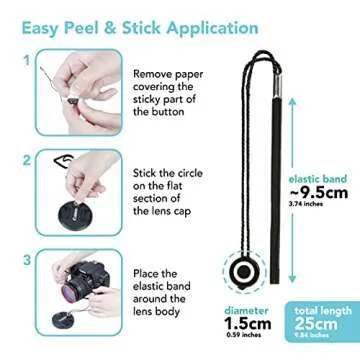 Foto&Tech Camera Lens Cap Leash with Elastic String, Compatible with Universal DSLR SLR Evil Mirrorless Cameras Video (x3)