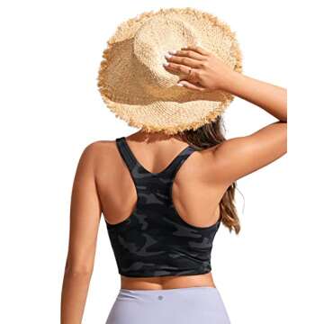 CRZ YOGA Women's Racerback Bikini Tops Quick Dry Modest Swimsuit Top Sports Padded Bathing Suit Jung...