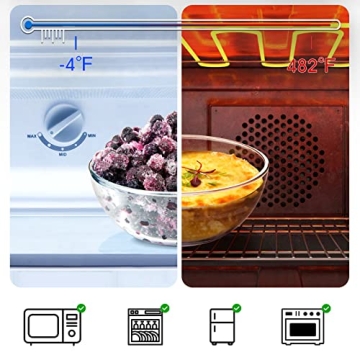 NUTRIUPS 7 Inch Medium Glass Prep Bowls, 37oz Glass Bowl Set, Clear Tempered Glass Salad Bowls for Kitchen Microwave and Oven Safe