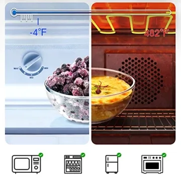 NUTRIUPS 7 Inch Medium Glass Prep Bowls, 37oz Glass Bowl Set, Clear Tempered Glass Salad Bowls for Kitchen Microwave and Oven Safe