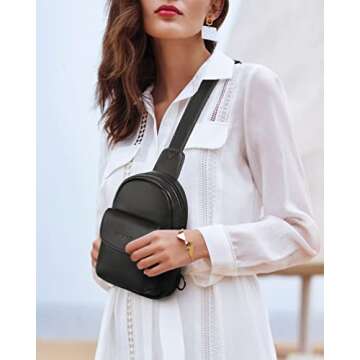 MASINTOR Small Sling Bag for Women Fashion Fanny Pack Crossbody Bags for Women Sling Backpack for Travel Pure Black