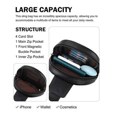 MASINTOR Small Sling Bag for Women Fashion Fanny Pack Crossbody Bags for Women Sling Backpack for Travel Pure Black