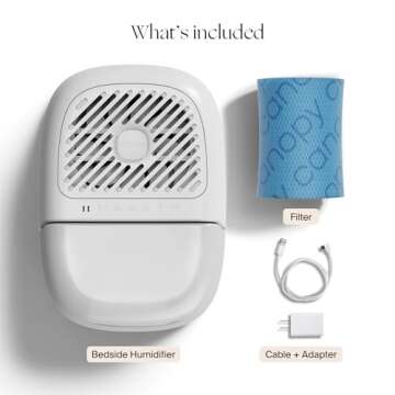 Canopy Bedside Humidifier 2.0, Moonstruck, 36 HR Run Time, 2.5L Capacity - Reading Light & White Noise - Alleviate Symptoms of Allergies, Cold, Dry Skin - Humidifier, Filter, Power Cord & Adapter