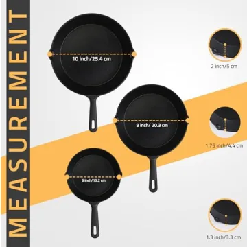 Cast Iron Skillet Set - 3 Pre-Seasoned Pans
