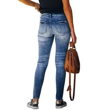 Allimy Women's Stretchy High Rise Ripped Jeans - Size 4