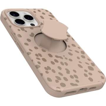 OtterBox iPhone 15 Pro MAX (Only) OtterGrip Symmetry Series Case - ON The SPOT (Brown), Built-in Grip, Sleek case, Snaps to MagSafe, Raised Edges Protect Camera & Screen
