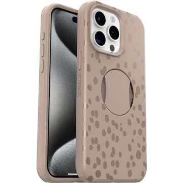 OtterBox iPhone 15 Pro MAX (Only) OtterGrip Symmetry Series Case - ON The SPOT (Brown), Built-in Grip, Sleek case, Snaps to MagSafe, Raised Edges Protect Camera & Screen