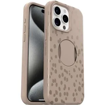 OtterBox iPhone 15 Pro MAX (Only) OtterGrip Symmetry Series Case - ON The SPOT (Brown), Built-in Grip, Sleek case, Snaps to MagSafe, Raised Edges Protect Camera & Screen