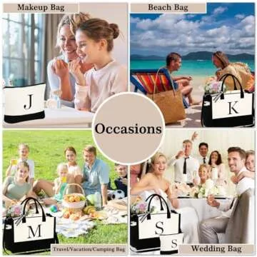 Personalized Initial Canvas Tote Bag & Makeup Bag