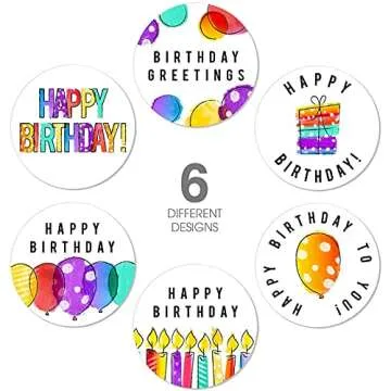 Happy Birthday Stickers, Round Happy Birthday Stickers,Waterproof Self Adhesive Stickers Happy Birth...
