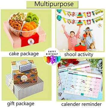 Happy Birthday Stickers, Round Happy Birthday Stickers,Waterproof Self Adhesive Stickers Happy Birthday with 500 pcs Round Label Rolls (1.5" Round - 500 Labels Per Roll) for Kids Party Decoration