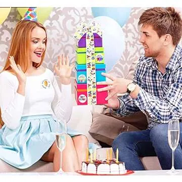 Happy Birthday Stickers, Round Happy Birthday Stickers,Waterproof Self Adhesive Stickers Happy Birthday with 500 pcs Round Label Rolls (1.5" Round - 500 Labels Per Roll) for Kids Party Decoration